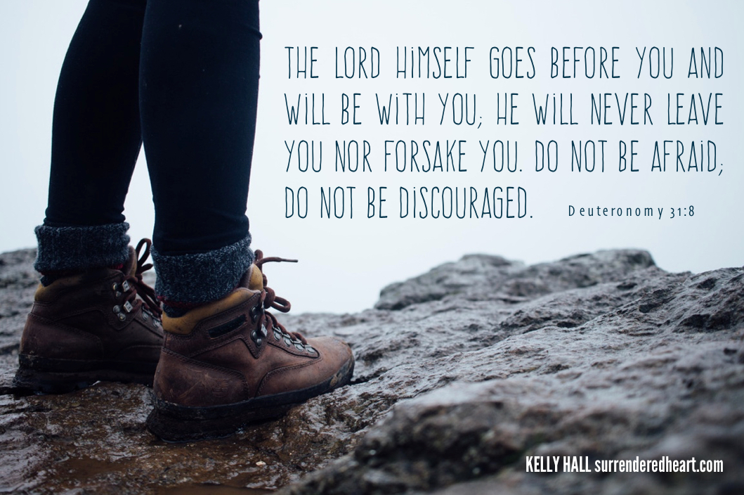 The Lord Himself goes before you and will be with you; he will never leave you nor forsake you. Do not be afraid; do not be discouraged. - Deuteronomy 31:8