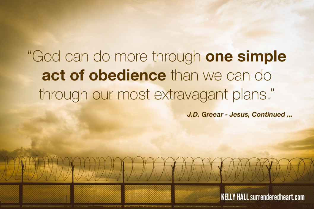 god can do more through one simple act of obedience than we can do through our most extravagent plans